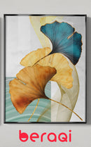لوحة جدارية ورق النبات الازرق والاصفر