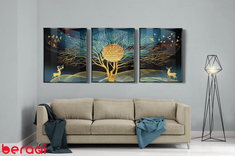 لوحة جدارية الشجرة والغزال