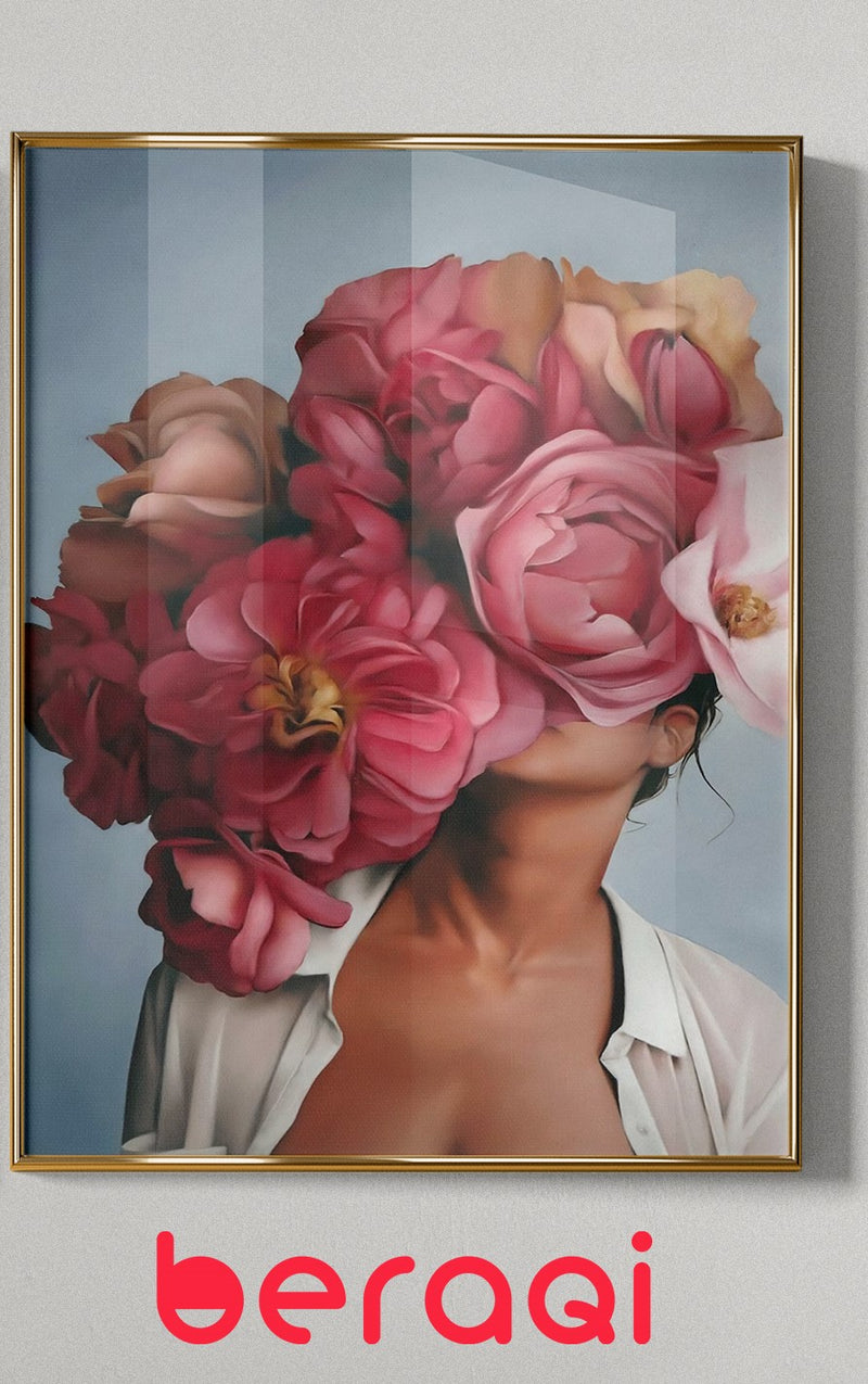 لوحة جدارية وجه من الورد