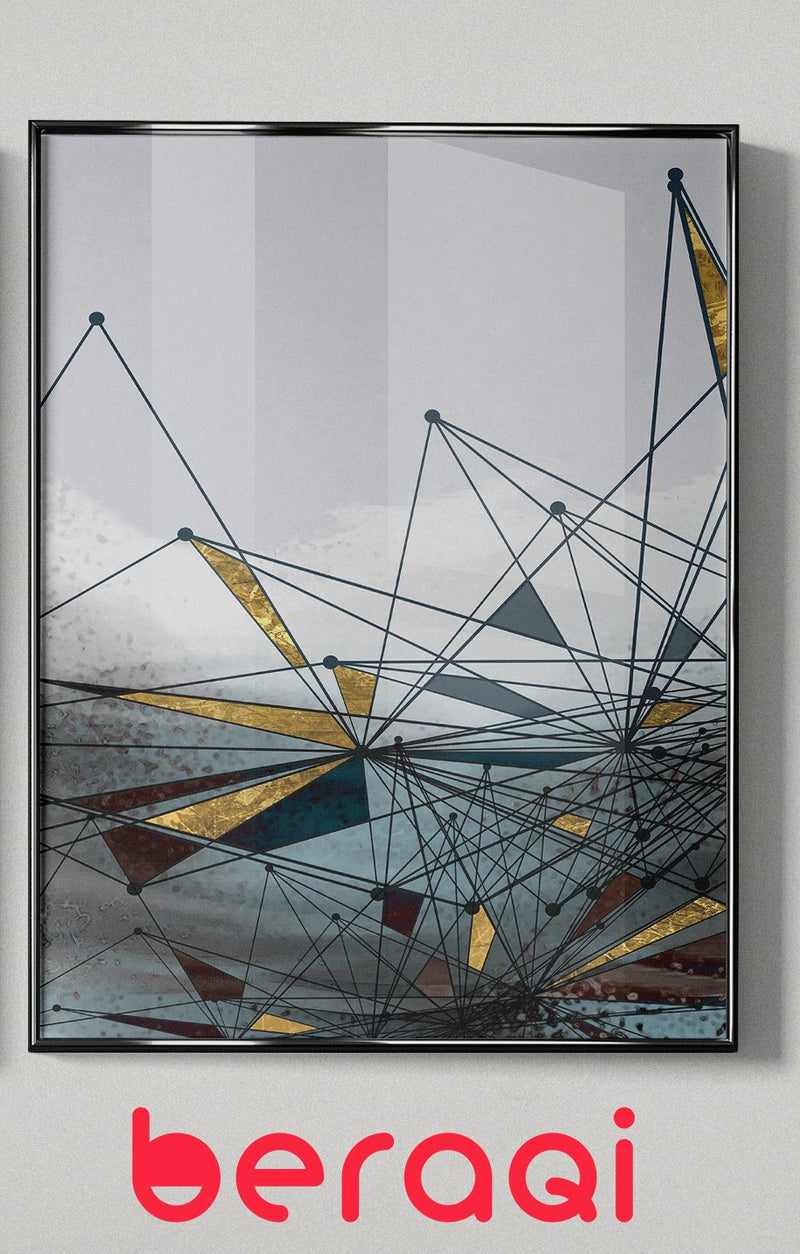 لوحة جدارية حديثة هندسية ازرق رمادي