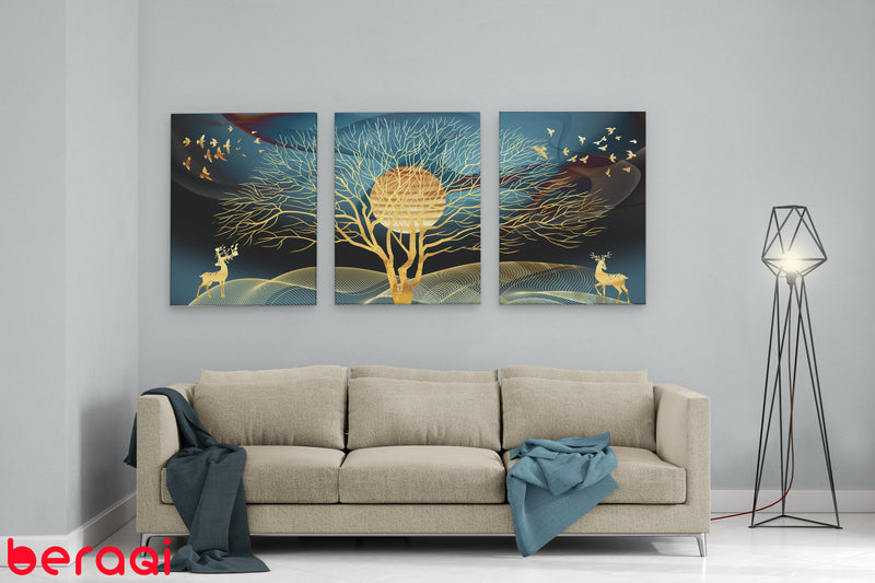 لوحة جدارية الشجرة والغزال
