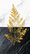لوحة جدارية اوراق النبات الذهبية بخلفية اسود وابيض